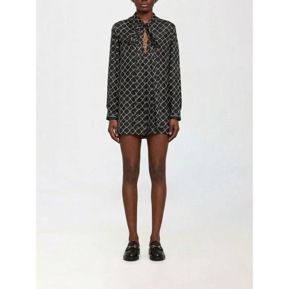 Gucci Women Horsebit Print Silk Chemisier Dress Gucci